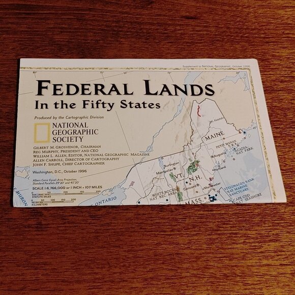 NATIONAL GEOGRAPHIC FEDERAL LANDS in the Fifty States MAP October 1996 - Picture 1 of 5